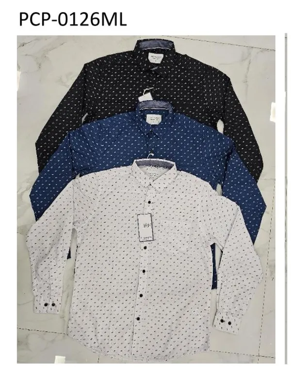 Silver Board Camisa de Hombre Gris Mini Estampa PCP-0126ML