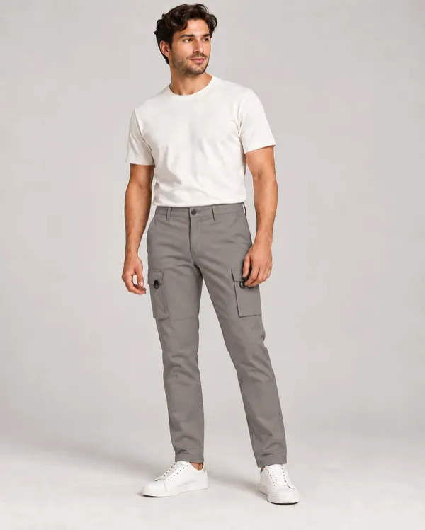 Redox Pantalon de Hombre Cargo Gris Topo HOL-1008MR