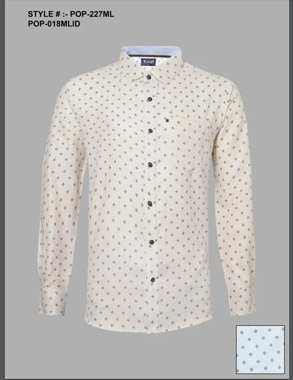 Silver Board Camisa de Hombre Crema Mini Hojas POP-227ML