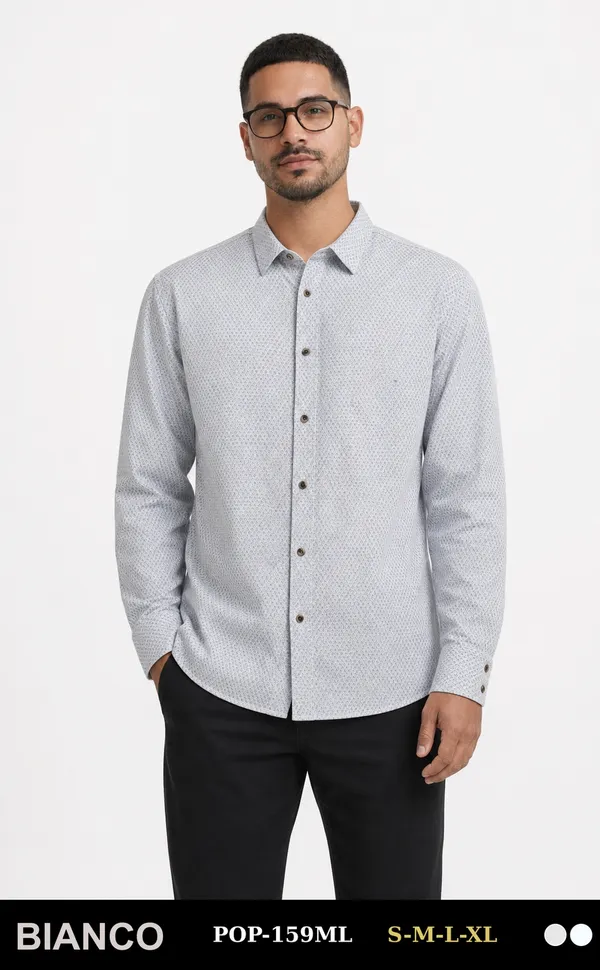 Bianco Camisa de Hombre Gris Textura POP-159ML