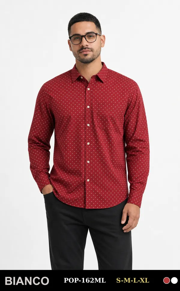 Bianco Camisa de Hombre Bordo Puntos POP-162ML