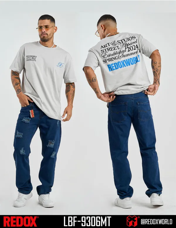 Redox Jean de Hombre Azul Roturas Tenues LBF-9306MT