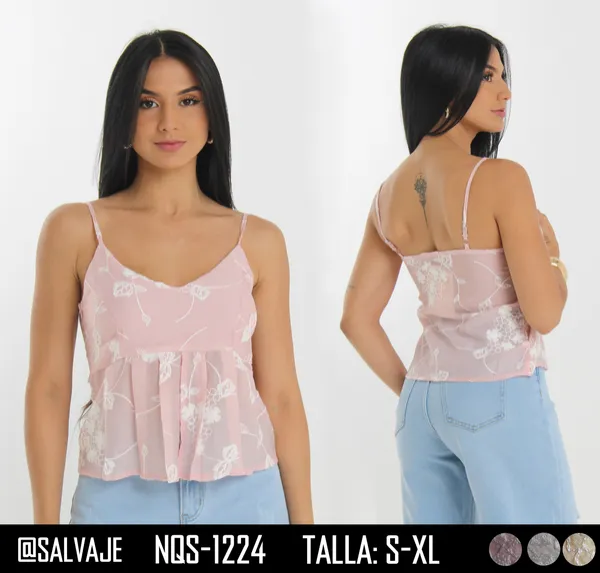 Salvaje Top de Mujer Rosa Floral NQS-1224