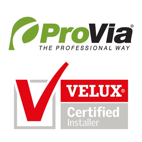 ProVia partner and VELUX Certified Installer badges