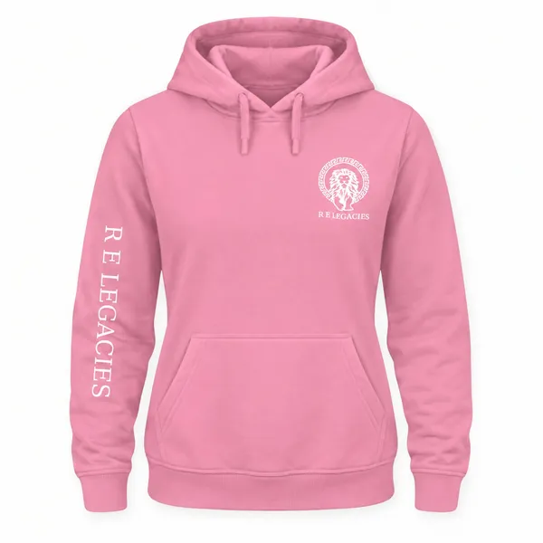 Hoodie Mujer · Rosado · Logo blanco