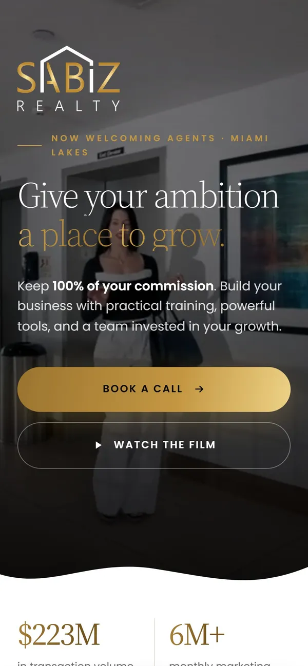 SABIZ Realty's landing page on a phone