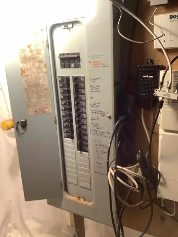 Existing electrical panel and breakers in Sylvester Electric company photo
