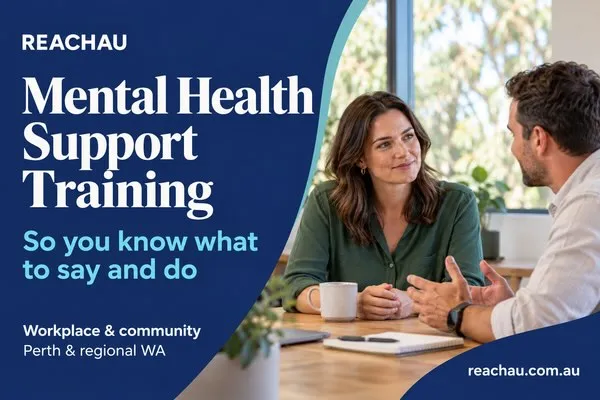 Mental Health Support Training banner showing two people in a supportive conversation