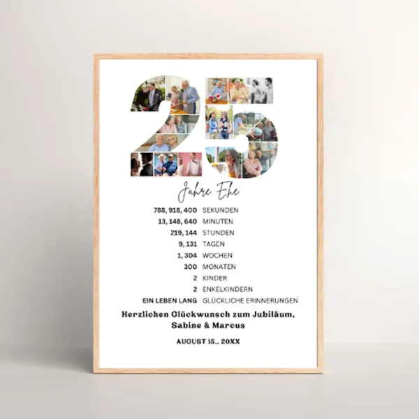 25 Hochzeit Jubiläum Geschenkposter mit Foto – Bild 1