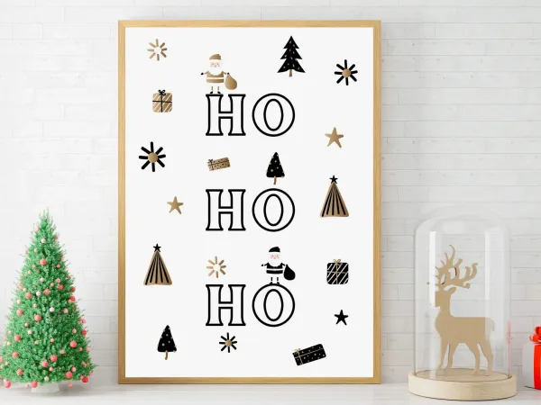 Weihnachtsdekoration Poster, HO HO HO Christmas Poster, Weihnachtsposter, Digital Download – Bild 1