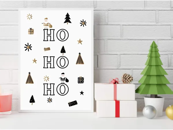 Weihnachtsdekoration Poster, HO HO HO Christmas Poster, Weihnachtsposter, Digital Download – Bild 4