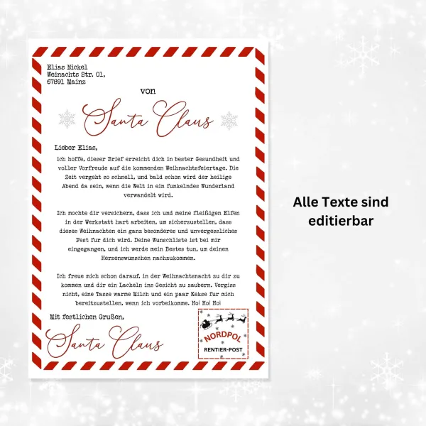 Brief vom Weihnachtsmann, Santa Brief Weihnachten, Frohe Weihnachten Geschenke, Instant Download – Bild 5
