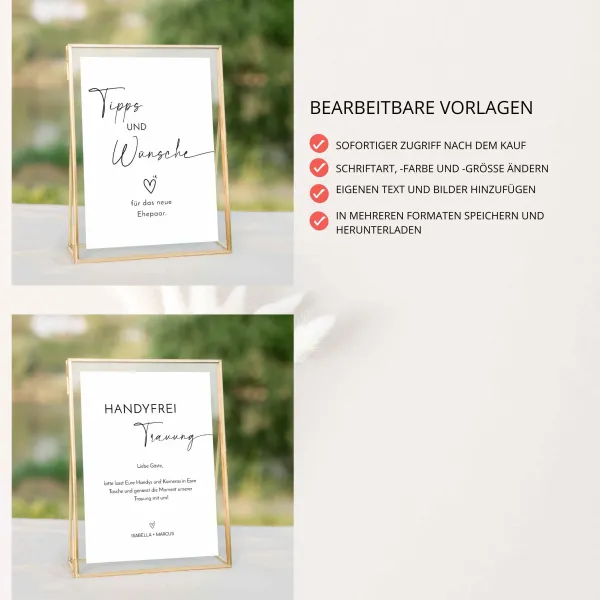 Personalisierbare Hochzeit Schilder Set, Notfallkörbchen, Gästebuch, Geschenke und Karten, Hochzeitstorte HZ02 – Bild 4