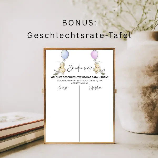 Winnie the Pooh Gender Reveal Party Digitale Einladung und Geschlechtsrate-Tafel, Junge oder Mädchen Einladung, WhatsApp Canva  – Bild 5