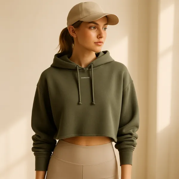 The Lounge Crop Hoodie - olive – Image 1