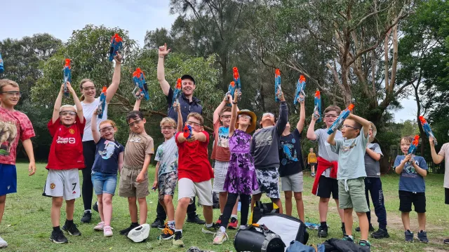 Kids at a Fun in Faith party in the park
