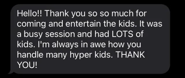Parent text: 'You were a major hit'