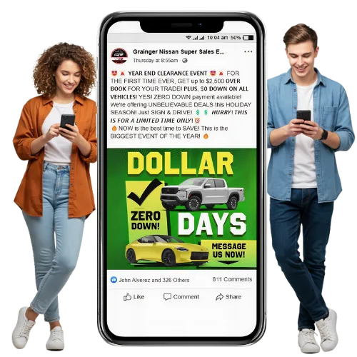 Facebook Sales Event ad on a phone