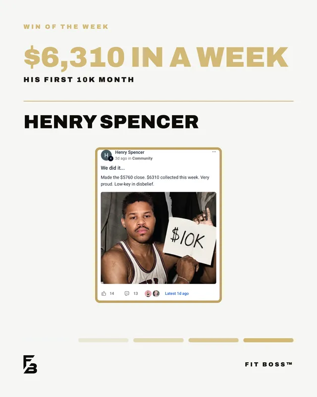 Henry Spencer: $6,310 in a week, his first $10K month