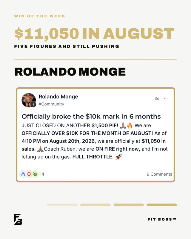 Rolando Monge: $11,050 in August, five figures and still pushing