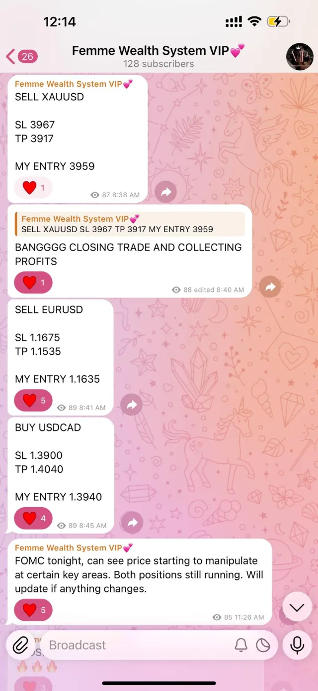 Femme Wealth System VIP Telegram signals