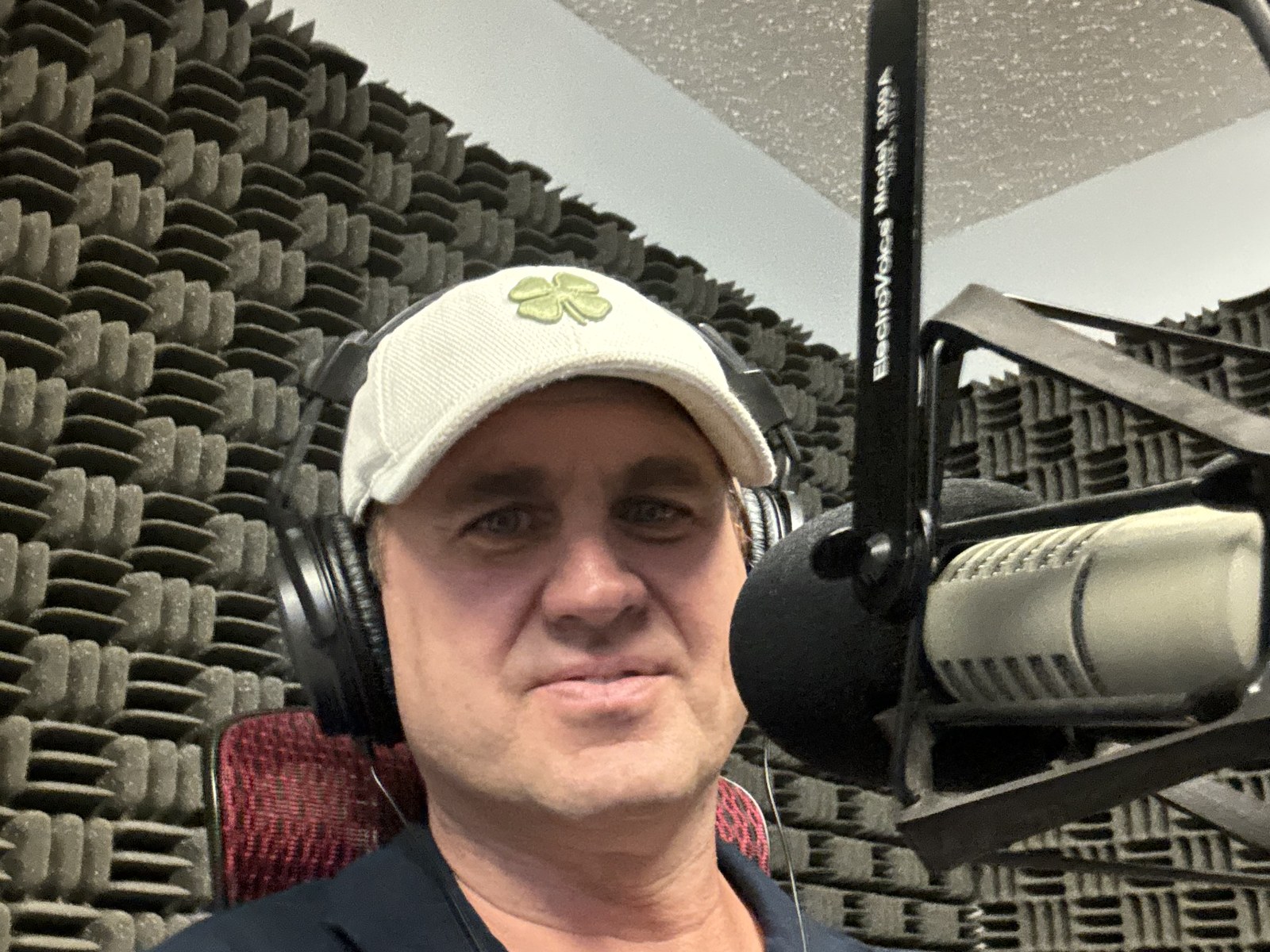 Tony Lombardo during a radio interview in a broadcast studio