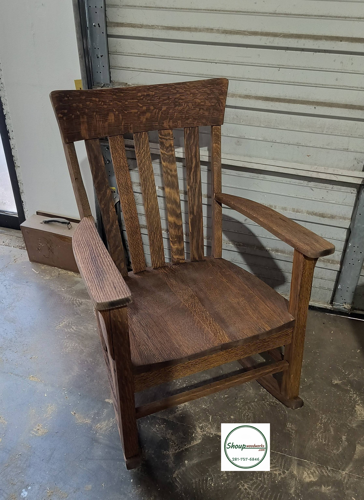 Restored rocking chair after repair and refinishing by Shoup Woodworks in Houston