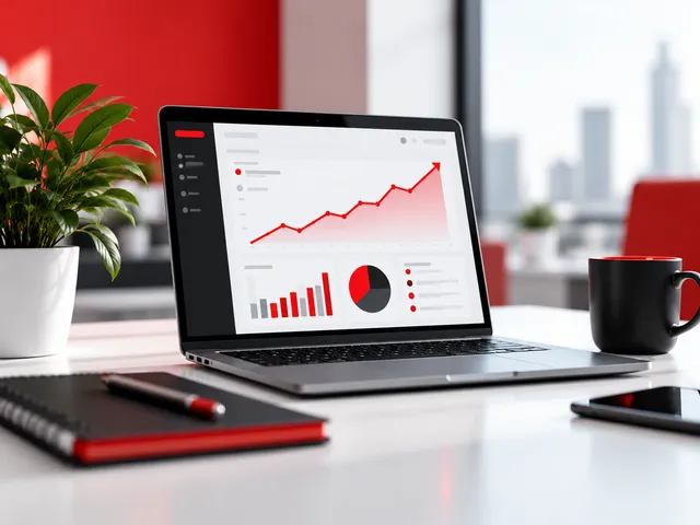 Laptop showing a marketing growth dashboard