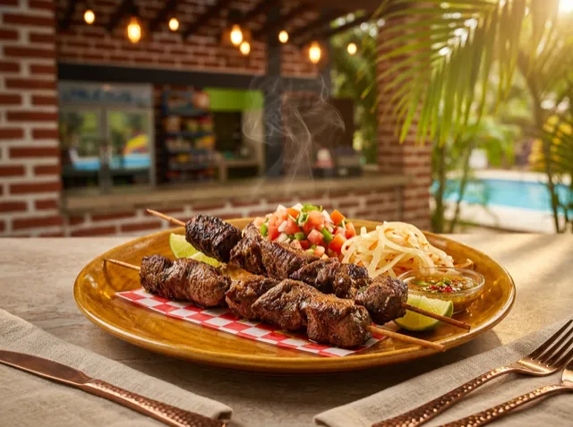 Pinchos de carne del restaurante