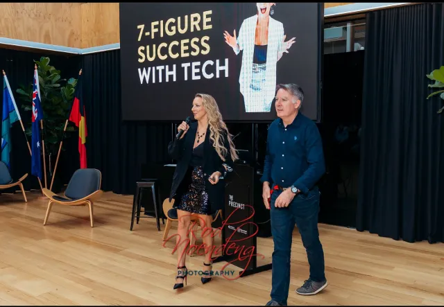 Sarah Cordiner presenting 7-Figure Success With Tech