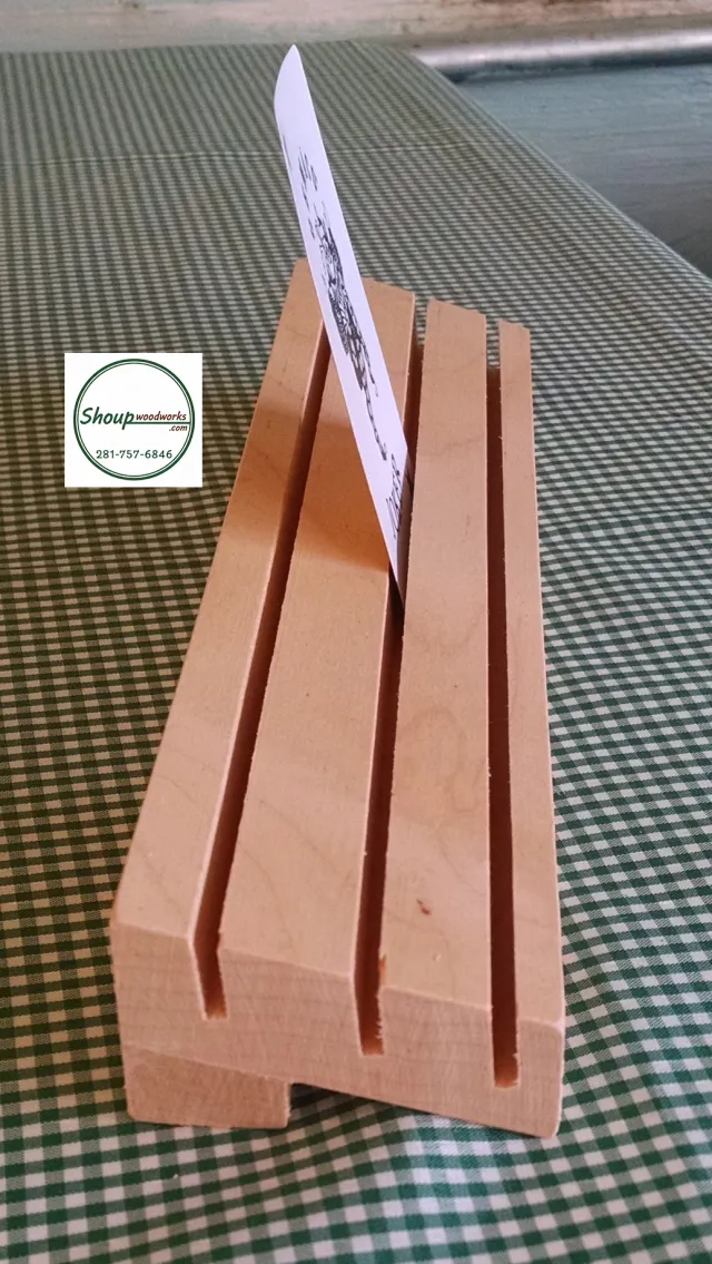 Slotted wooden playing card holder, handmade in Houston by Shoup Woodworks