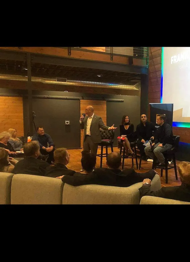 Panel discussion in a lounge