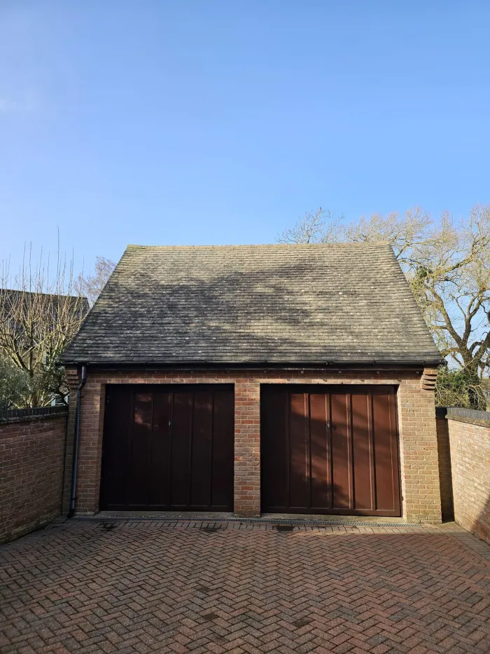 Double garage roof after cleaning and treatment