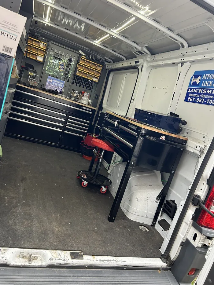 Inside the Affordable Lock & Key mobile locksmith van