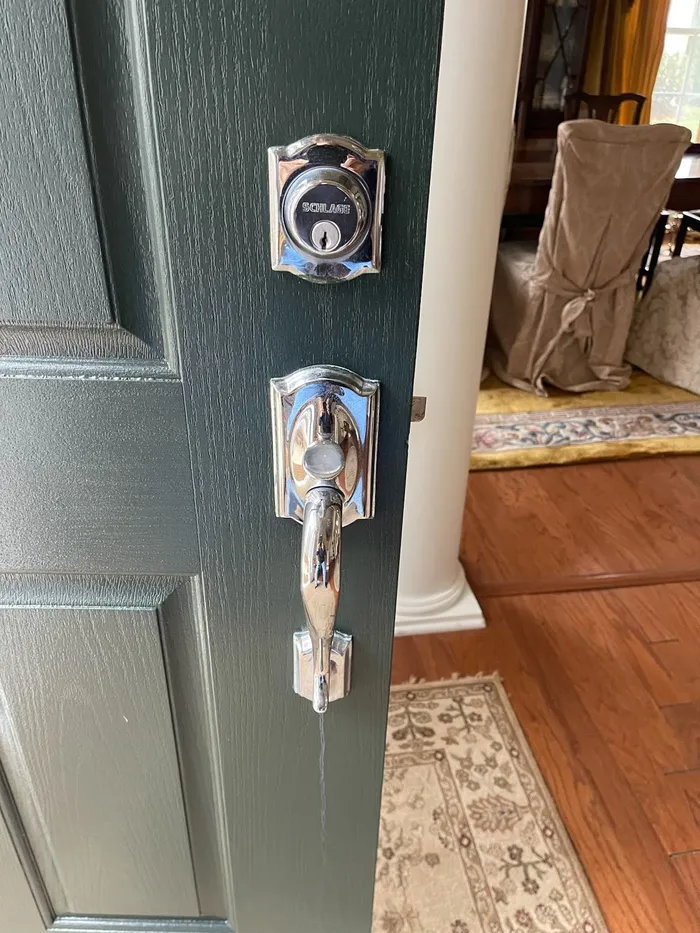 Deadbolt and handleset on a home's front door