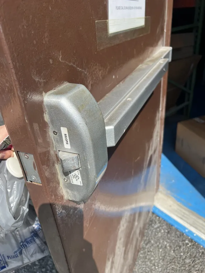 Panic bar on a commercial door