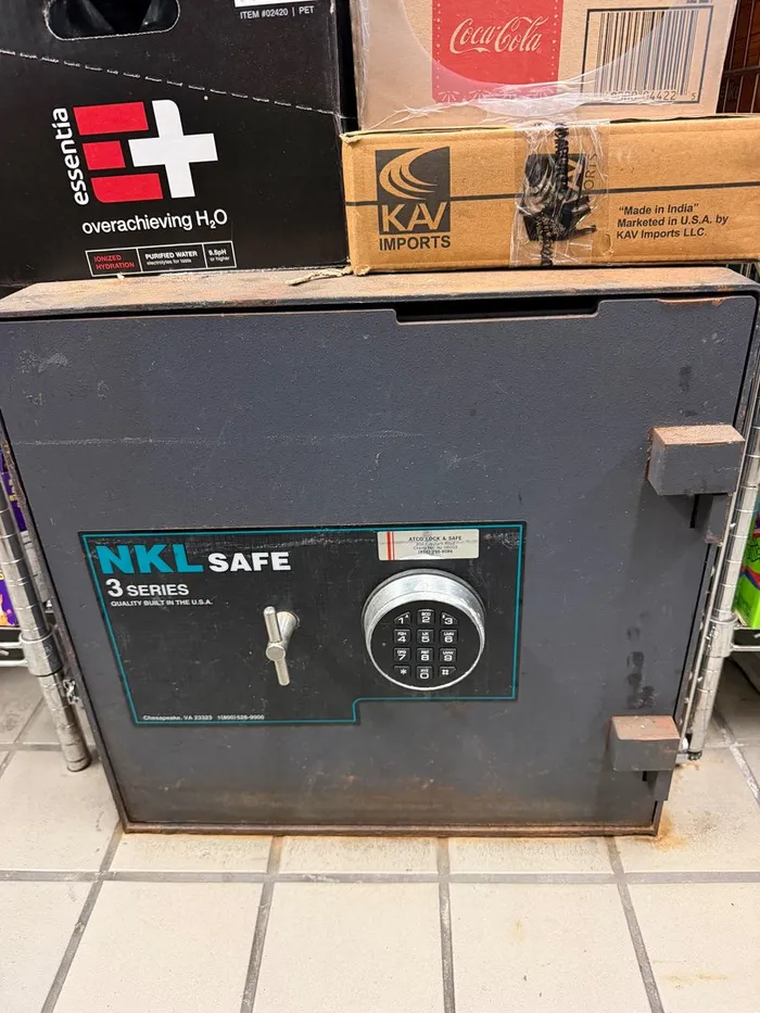 Safe with an electronic keypad in a shop