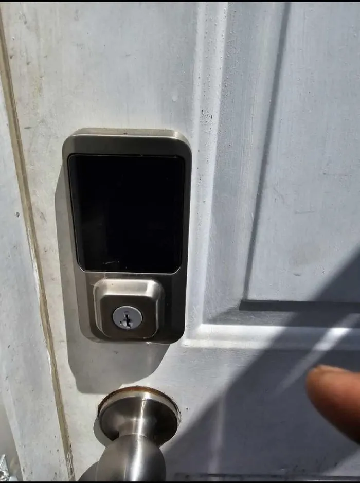Smart deadbolt on a door