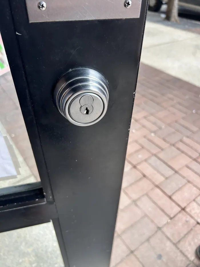 Deadbolt on a storefront door