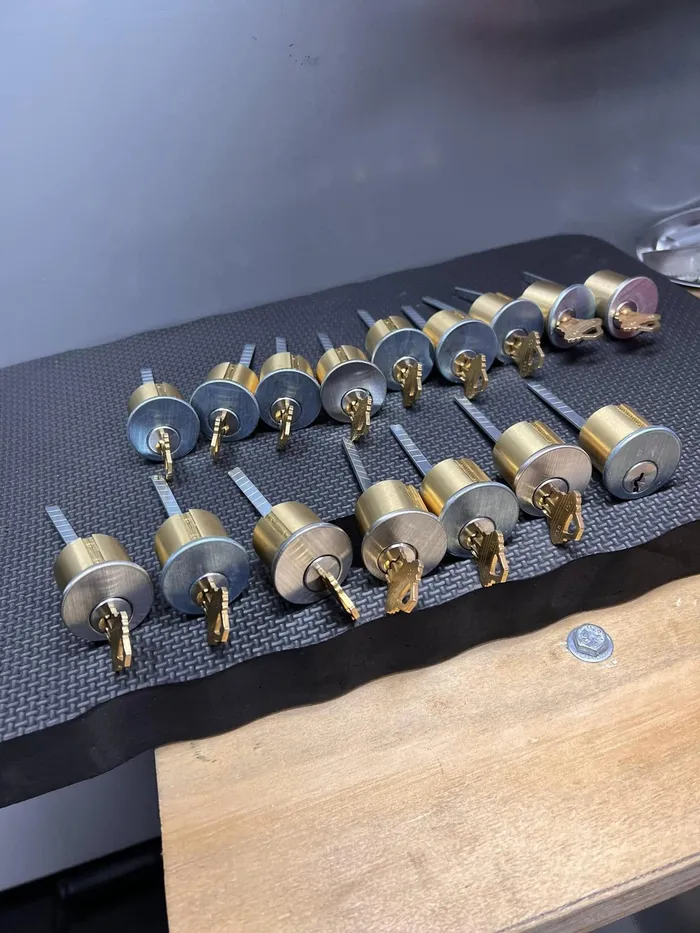 Batch of rekeyed mortise cylinders for a commercial property