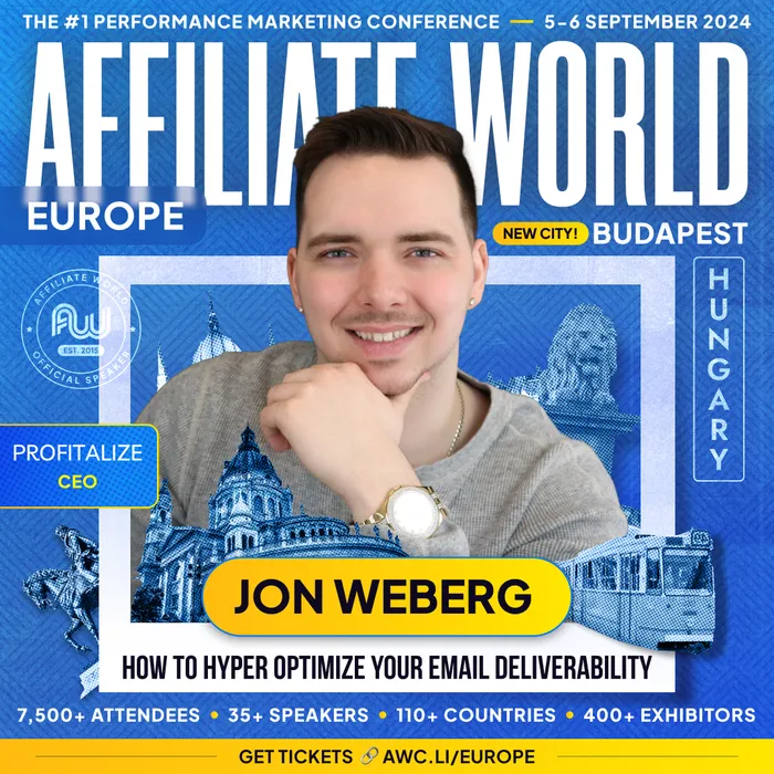 Affiliate World Europe speaker card for Jon Weberg