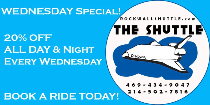 Wednesday Special: 20% off all rides at The Shuttle, all day and night