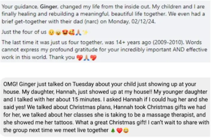 Two messages: the four of them together for the first time in 14 years, and a daughter showing up to talk about Christmas plans