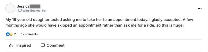 Text messages showing Jessica having a real conversation with her daughter