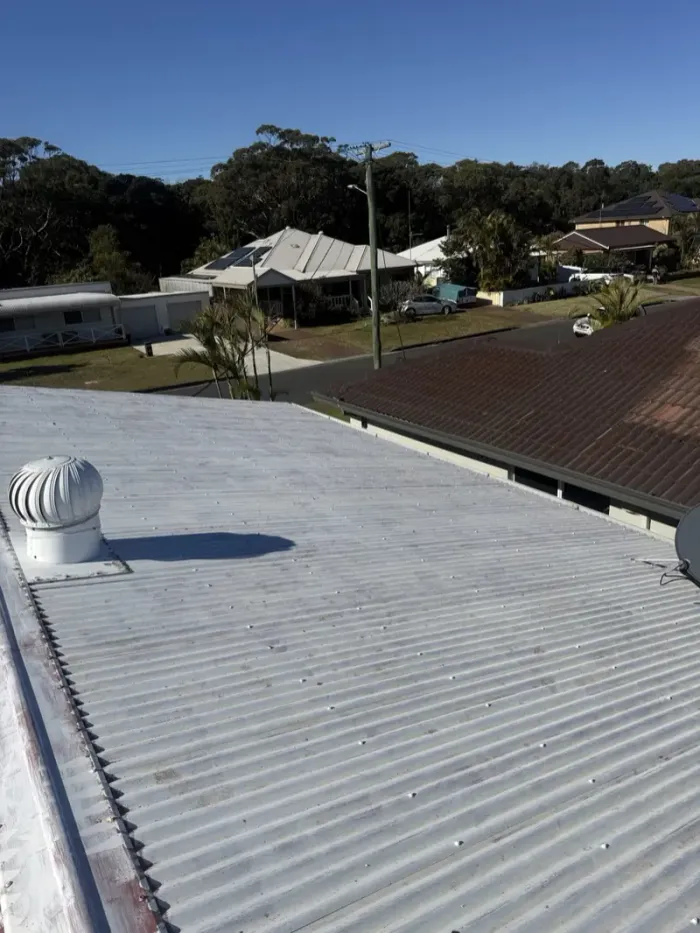 Corrugated iron roof after cleaning