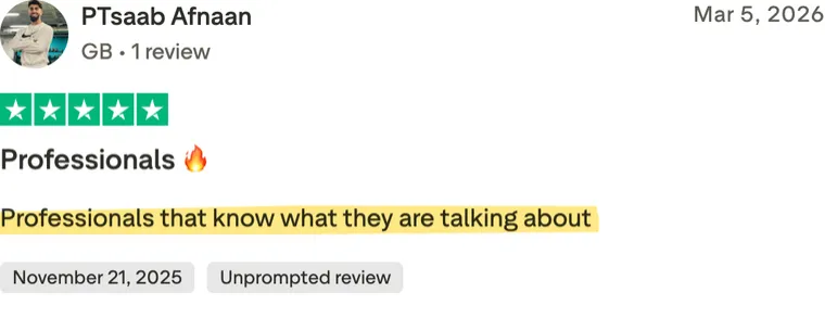 Five-star Trustpilot review