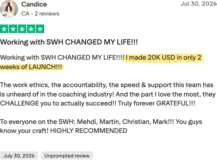 Five-star Trustpilot review