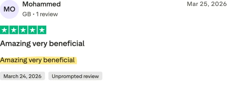 Five-star Trustpilot review