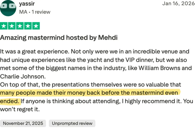 Five-star Trustpilot review