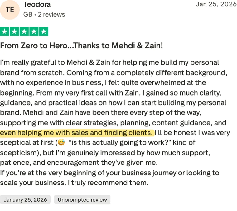 Five-star Trustpilot review
